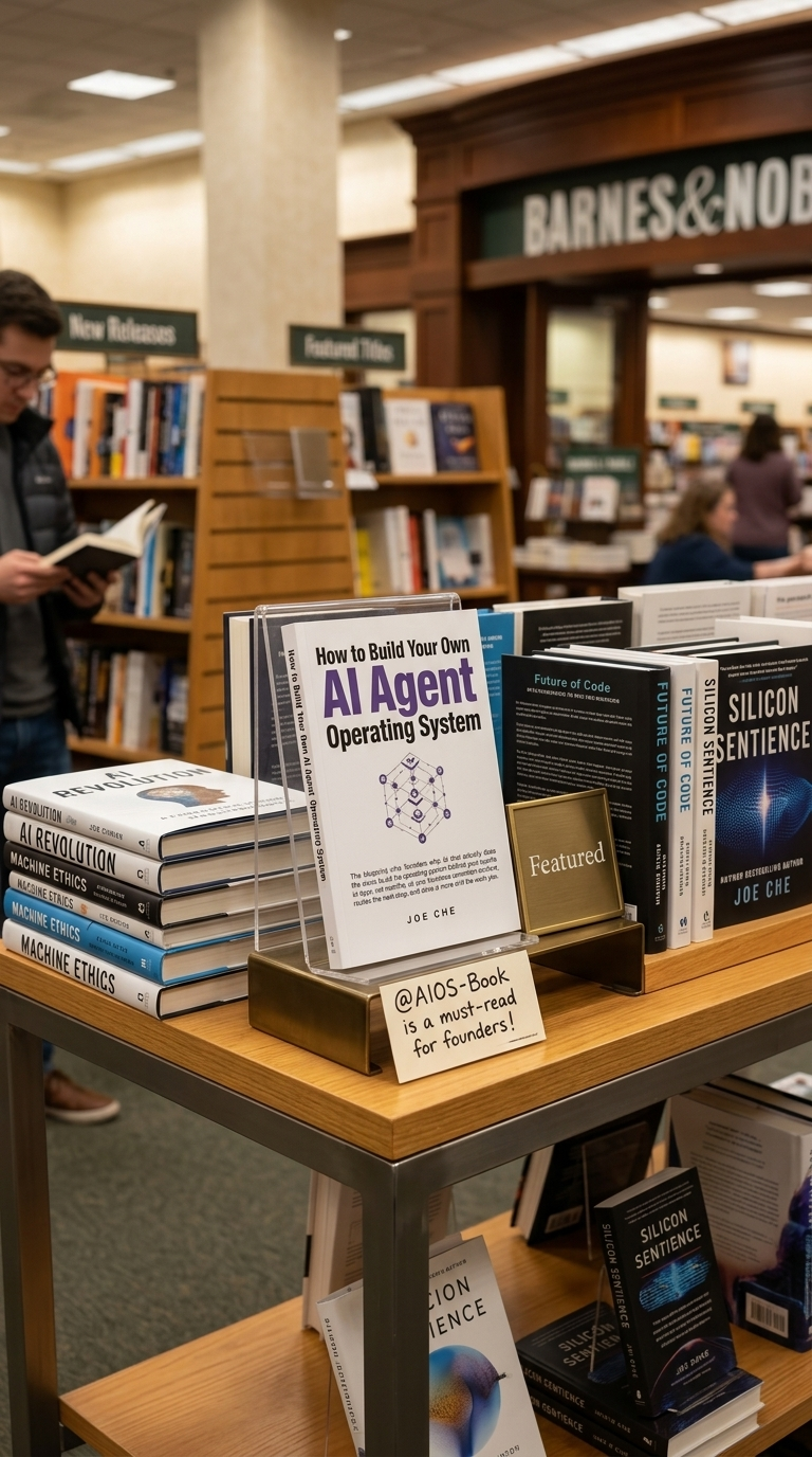How to Build Your Own AI Agent Operating System featured on a bookstore display