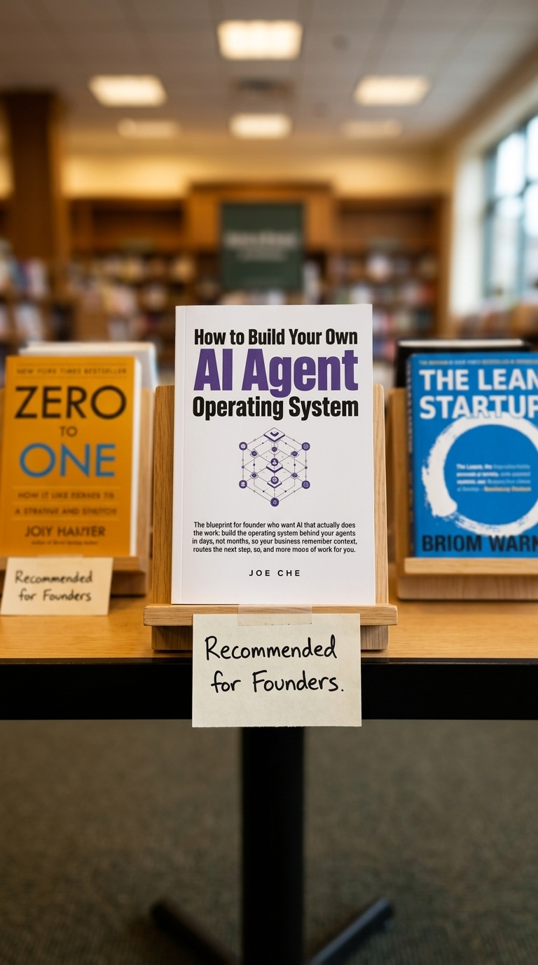 How to Build Your Own AI Agent Operating System displayed with a Recommended for Founders note